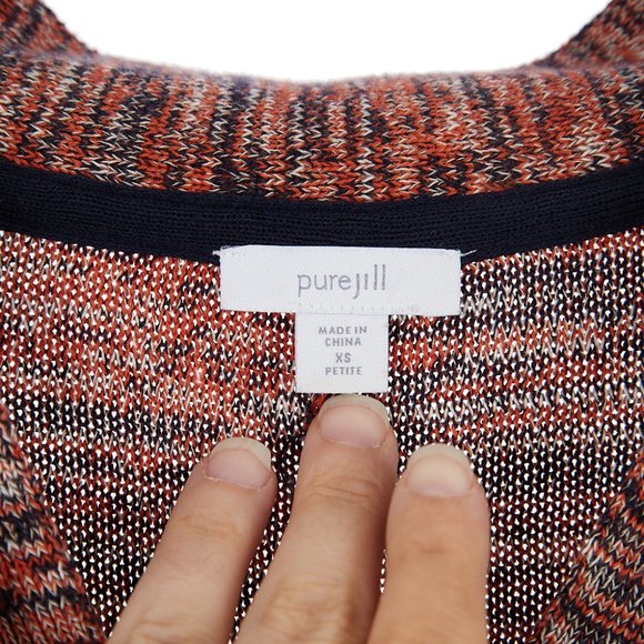 PureJill Boxy Oversized Cotton Blend V Neck Sweater Top Size XS Petite - Picture 5 of 7